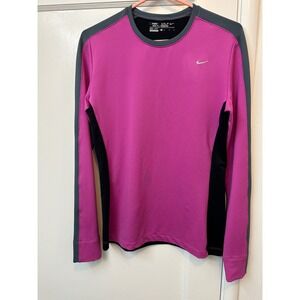 Nike‎ Golf Tour Performance Dri-FIT Long Sleeve Top Pink Black Grey 541963-010 M